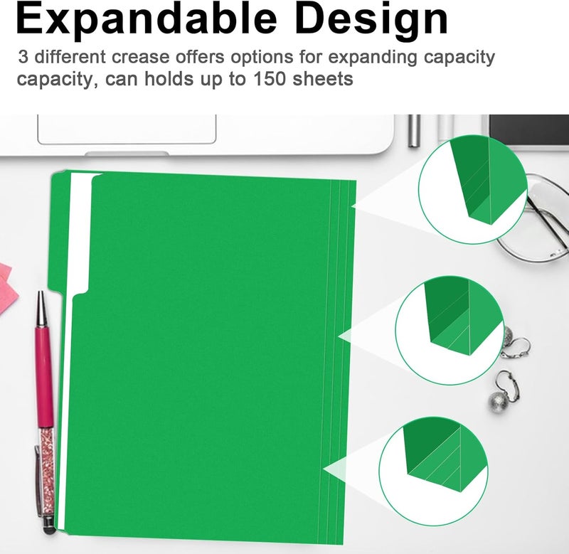 RAZCC File Folder, 150 Pack 1/3 Cut Tab File Folders Letter Size, Creen, Colored Folders with Tab Great for Organizing and Easy File Storage - Image 5